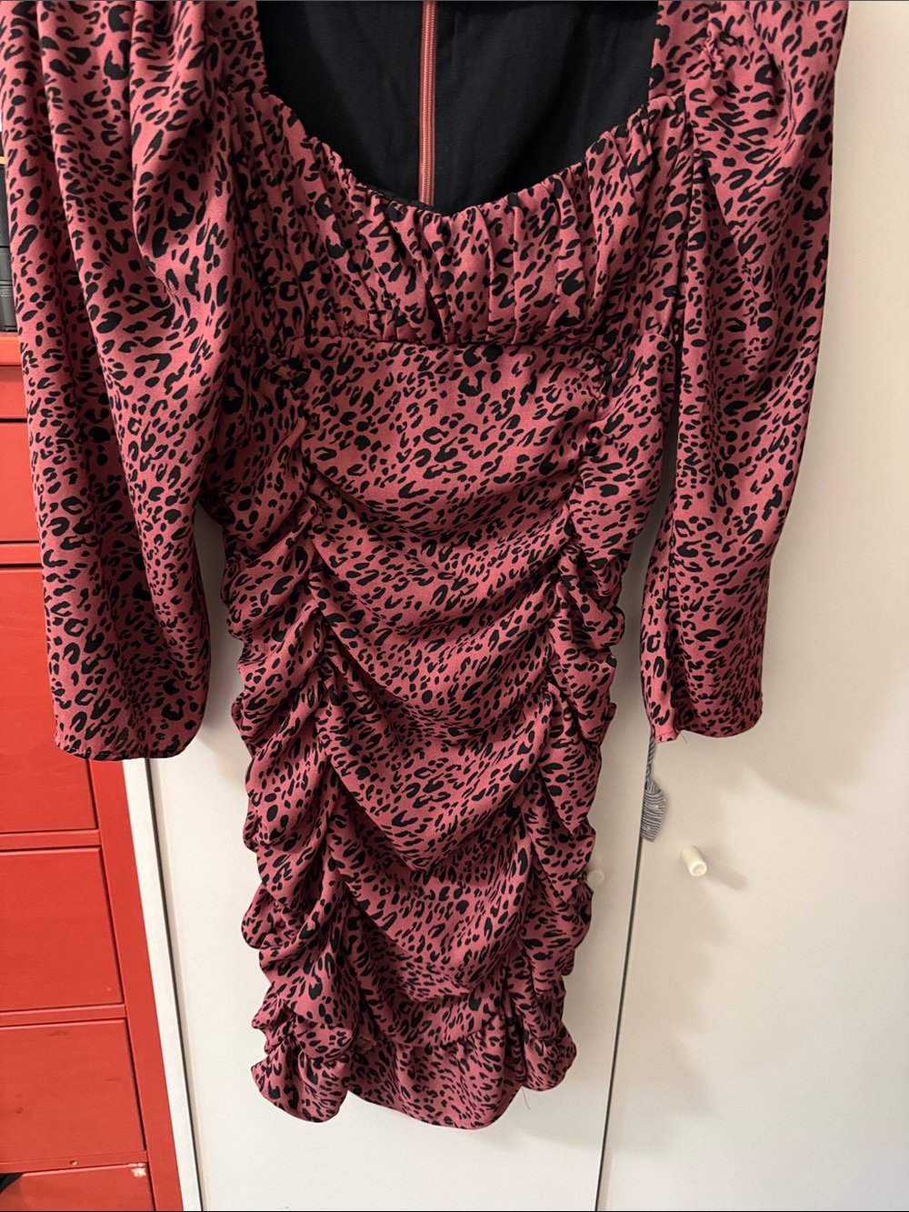Zara Pink Leopard Ruched Mini Dress - Picture 3 of 3